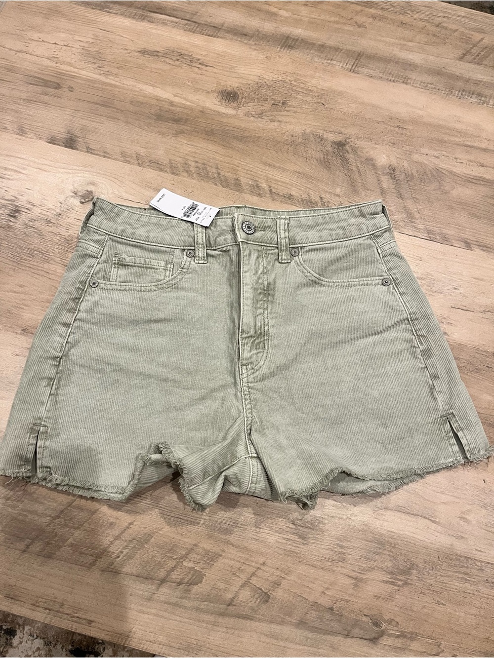 American Eagle Outfitters High-Rise Sage Green corduroy Denim Mom Shorts